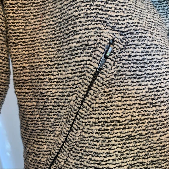 LOFT Black and White Fringe Tweed Open Blazer Jacket Size 00P - Picture 10 of 11